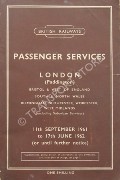 Passenger Services [Timetable] - London (Paddington), Bristol & West of England, South & North Wales, Birmingham, Gloucester, Worcester, West Midlands, 11th September 1961 to 17th June 1962 by British Railways Western Region